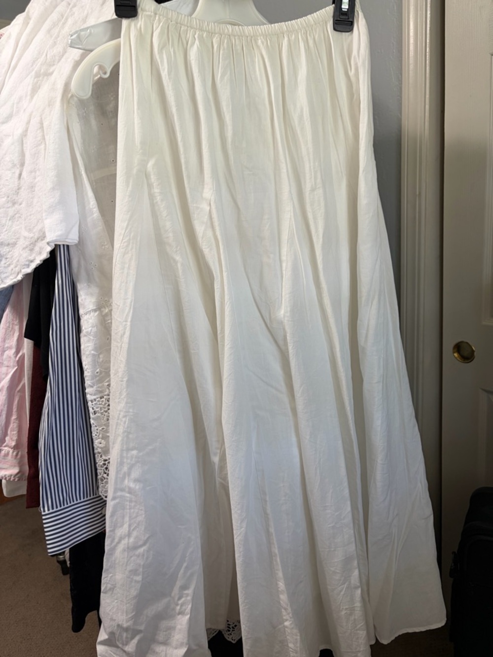 The GREAT. White Flowing Maxi Skirt